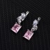 Cubic Zirconia Rectangle Pendant Necklace Stud Earring Ring Set 140300002