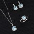 Cubic Zirconia Square Pendant Necklace Stud Earring Ring Set 140300003