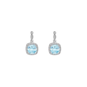 Cubic Zirconia Square Pendant Necklace Stud Earring Ring Set 140300003