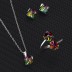 Austrian Crystals Cube Pendant Necklace Stud Earring Ring Set 140300004