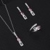 Cubic Zirconia Geometric Pendant Necklace Stud Earring Ring Set 140300005