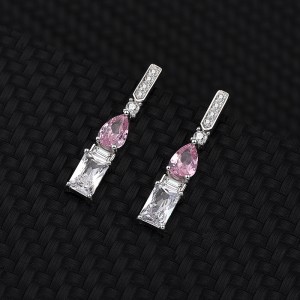 Cubic Zirconia Geometric Pendant Necklace Stud Earring Ring Set 140300005