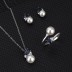 Cubic Zirconia Pearl Pendant Necklace Stud Earring Ring Set 140300006