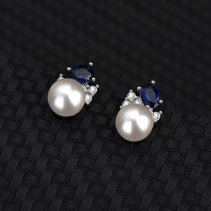Cubic Zirconia Pearl Pendant Necklace Stud Earring Ring Set 140300006