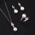 Cubic Zirconia Pearl Pendant Necklace Stud Earring Ring Set 140300007