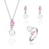 Cubic Zirconia Pearl Pendant Necklace Stud Earring Ring Set 140300007