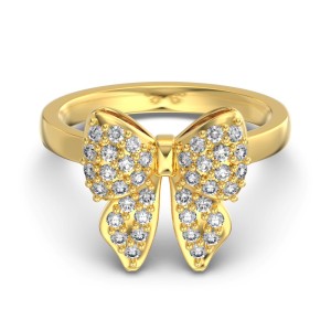 S925 Zirconia Bow Earring Ring Necklace Set 140300009