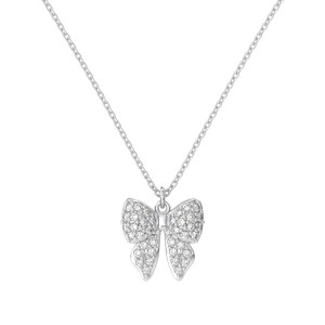 S925 Zirconia Bow Earring Ring Necklace Set 140300009