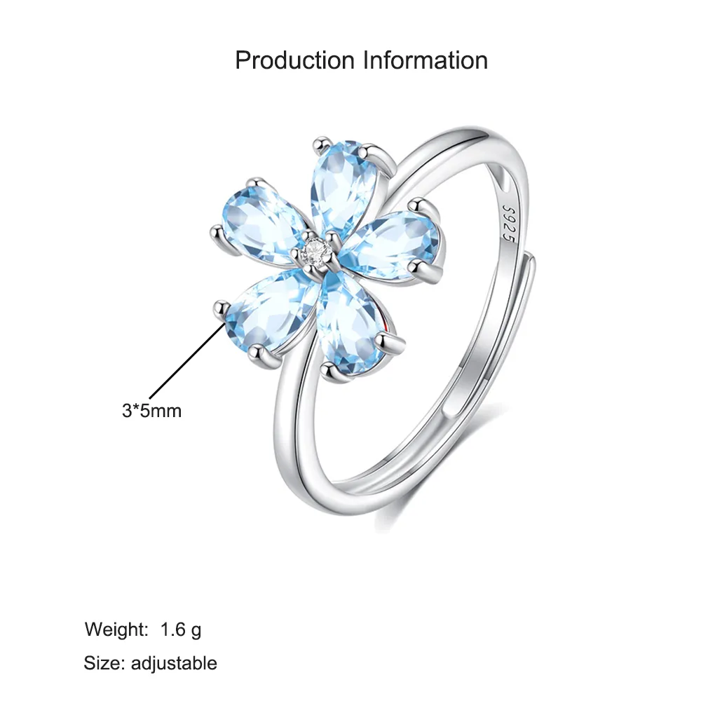 925 Sterling Silver Natural Crystal Stone Flower Jewelry Set 140300011 - image4