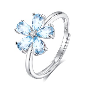 925 Sterling Silver Natural Crystal Stone Flower Jewelry Set 140300011