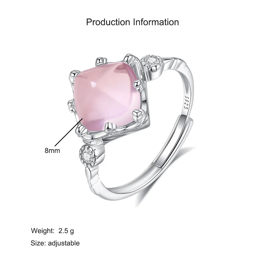 925 Sterling Silver Rose Quartz Jewelry Set 140300012 - image3