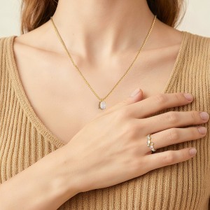 925 Sterling Silver Layered Synthetic Moonstone Jewelry Set 140300017