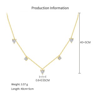 925 Sterling Silver Pave CZ Heart Layered Necklace Bracelet Set 140500001