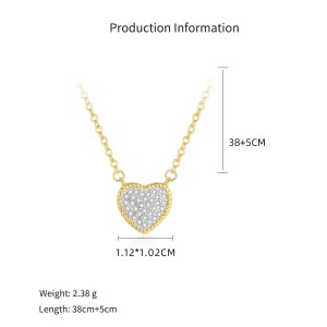 925 Sterling Silver Pave CZ Heart Layered Necklace Bracelet Set 140500001