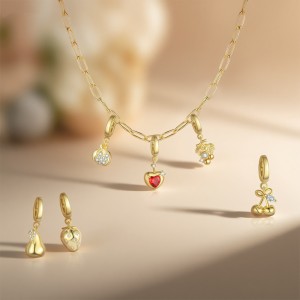 925 Sterling Silver Paperclip Chain Bracelet Necklace Fruit Charm Kit 140500002 925 Sterling Silver Paperclip Chain Bracelet Necklace Fruit Charm Kit 140500002