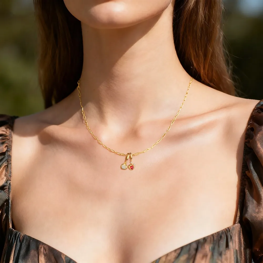 925 Sterling Silver Paperclip Chain Bracelet Necklace Fruit Charm Kit 140500002 - image3