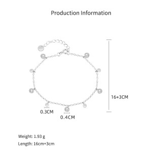 925 Sterling Silver Geometric Coin CZ Necklace Bracelet Set 140500003