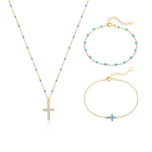 925 Sterling Silver Bead Cross Necklace Bracelet Set 140500004 925 Sterling Silver Bead Cross Necklace Bracelet Set 140500004