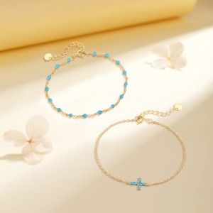 925 Sterling Silver Bead Cross Necklace Bracelet Set 140500004 925 Sterling Silver Bead Cross Necklace Bracelet Set 140500004