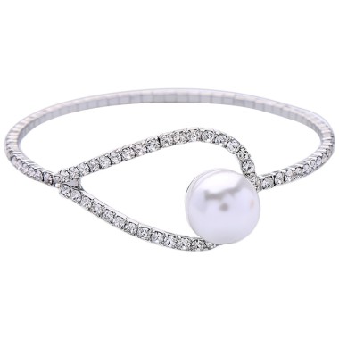 Wholesale Fashion Bracelet Sparkle Rhinestone Pearl Bracelet BBA00005