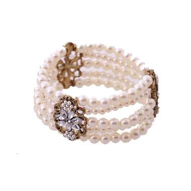 Wholesale Fashion Bracelet Layered Pearl Rhinestone Flower Bracelet BBP00002