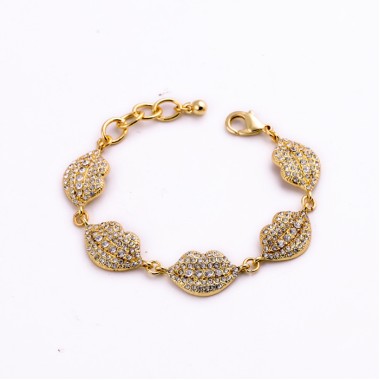 Wholesale Fashion Bracelet Sparkle Crystal Rhinestone Lip Chain Bracelet BCH00014