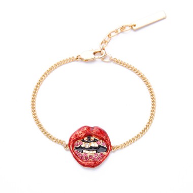 Wholesale Fashion Bracelet Sparkle Crystal Rhinestone Enamel Lip Chain Bracelet BCH00016