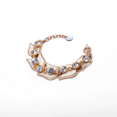 Wholesale Fashion Bracelet Sparkle Crystal Rhinestone Leaf Chain Bracelet BCH00030