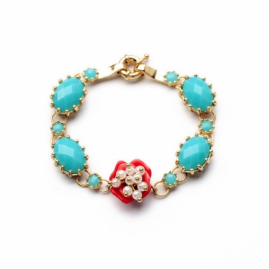 Wholesale Fashion Bracelet Sparkle Crystal Rhinestone Pearl Flower Chain Bracelet BCH00032
