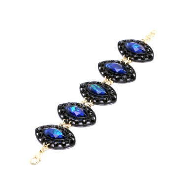 Wholesale Fashion Bracelet Bright Blue Crystal Rhinestone Oval Chain Bracelet BCH00033