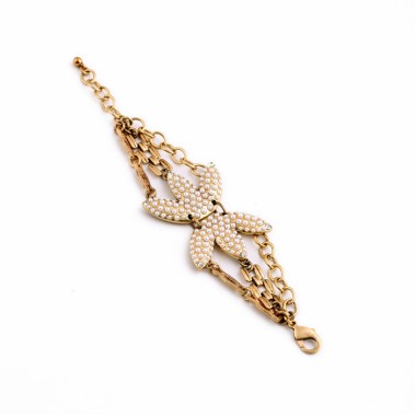 Wholesale Fashion Bracelet Vintage Pearl Flower Chain Bracelet BCH00042