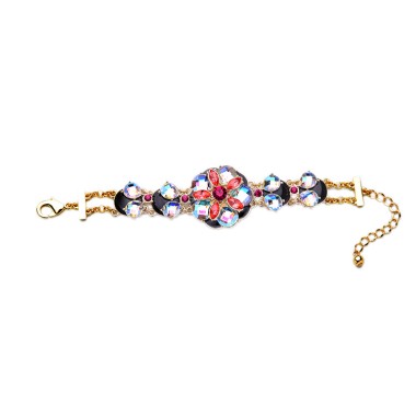 Wholesale Fashion Bracelet Colored Rhinestone Flower Chain Bracelet BCH00045