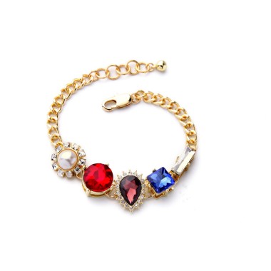 Wholesale Fashion Bracelet Sparkle Crystal Rhinestone Pearl Chain Bracelet BCH00049