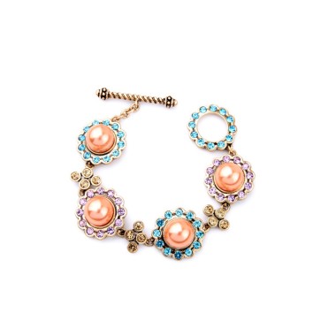 Wholesale Fashion Bracelet Sparkle Crystal Rhinestone Pearl Flower Chain Bracelet BCH00051