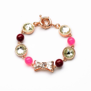 Wholesale Fashion Bracelet Sparkle Crystal Rhinestone Bowknot Chain Bracelet BCH00054