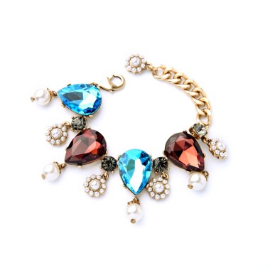 Wholesale Fashion Bracelet Sparkle Waterdrop Rhinestone Flower Pearl Party Charm Bracelet BCM00009