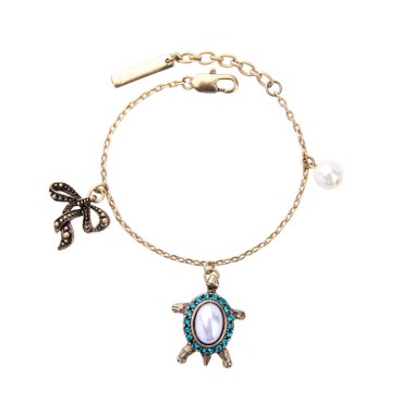 Wholesale Vintage Bracelet Rhinestone Bowknot Pearl Charm Bracelet BCM00013
