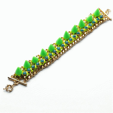 Wholesale Fashion Bracelet Sparkle Rhinestone Green Spike Friendship Bracelet BFB00004