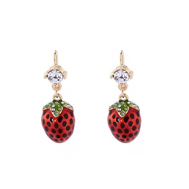 Women Fashion Earring Lovely Rhinestone Strawberry Dangle Drop Earring EDA00001