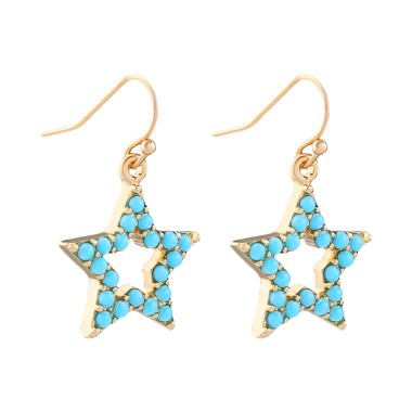 Women Fashion Earring Bright Blue Rhinestone Star Dangle Drop Earring EDA00034