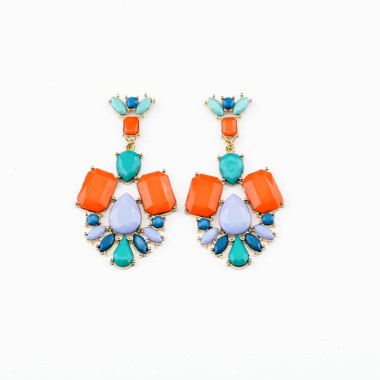 Fashion Drop Earring Bright Colored Rhinestone Flower Drop Stud Earring EDE00120