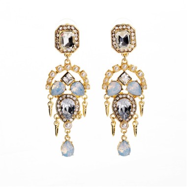 Fashion Drop Earring Sparkle Crystal Rhinestone Bead Waterdrop Spike Drop Stud Earring EDE00234