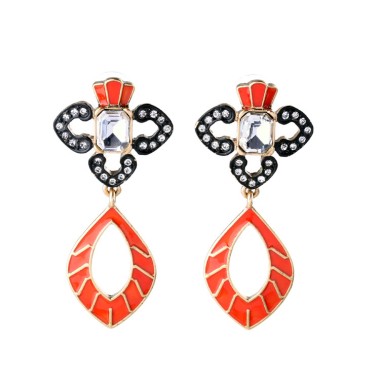 Fashion Drop Earring Sparkle Crystal Rhinestone Crown Leaf Drop Stud Earring EDE00235