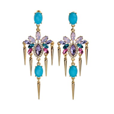Fashion Drop Earring Sparkle Crystal Rhinestone Blooming Flower Spike Drop Stud Earring EDE00237