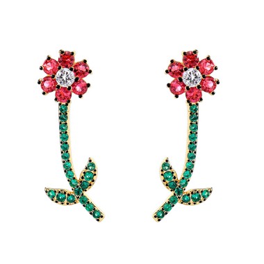Fashion Drop Earring Sparkle Crystal Rhinestone Blooming Flower Drop Stud Earring EDE00238