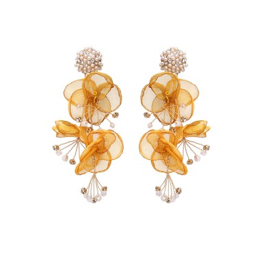Wholesale Drop Earring Blooming Flower Rhinestone Pearl Drop Stud Earring EDE00271