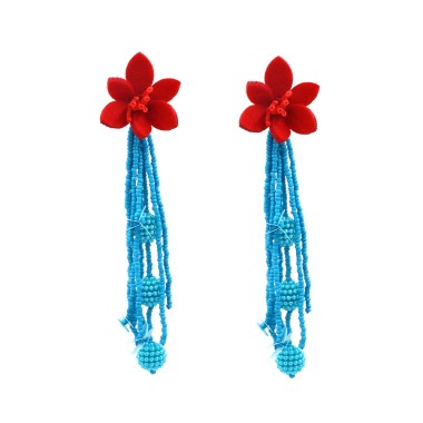 Wholesale Drop Earring Flower Bead Tassel Drop Stud Earring EDE00290