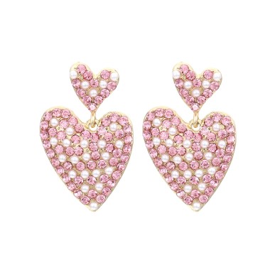 Wholesale Drop Earring Rhinestone Heart Drop Stud Earring EDE00291