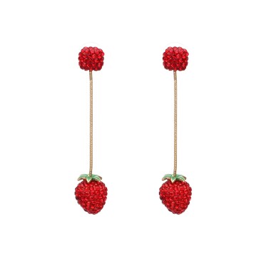 Wholesale Drop Earring Lovely Rhinestone Strawberry Drop Stud Earring EDE00296