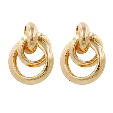Gold Plated Double Circle Drop Stud Earring EDE00322